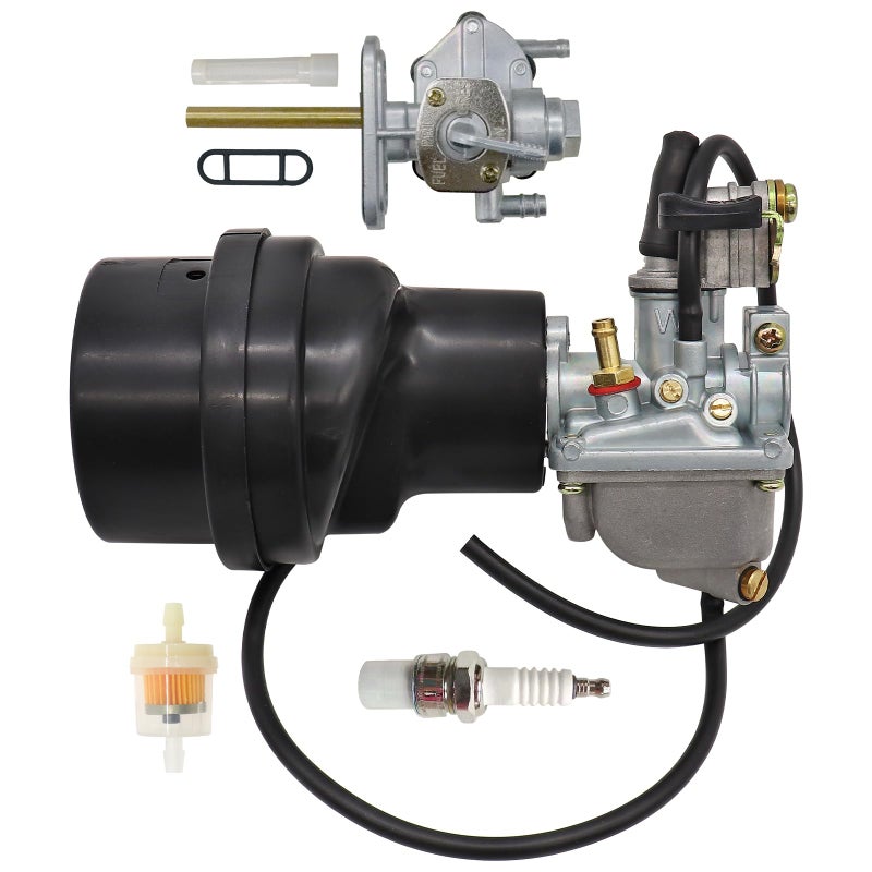 Carbpro LT50 Carburetor For Suzuki LT 50 LT50 & Air Filter Box 2002 2003 2004 2005 LT-A 50 Carb #13200-43F00 coherent Fuel Valve Petcock With Spark Plug - Image 1